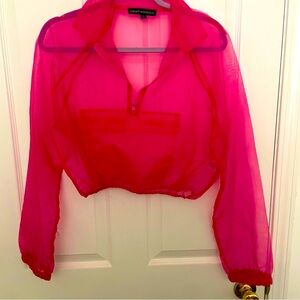 Naked Wardrobe Pink Sheer Crop Top